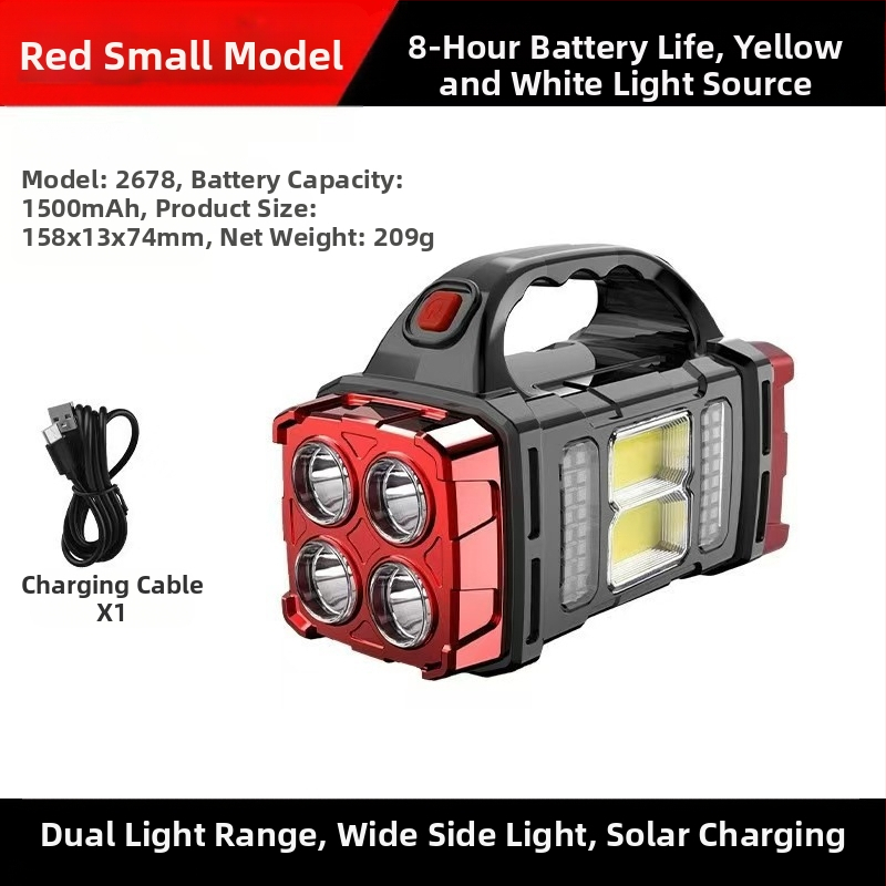Uus päikeseenergial laetav multifunktsionaalne kaasaskantav lamp välistingimustes kasutatav tugev valgusvalgustus prožektor avariitöölamp taskulamp