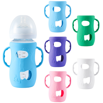 Fit Feili/Puxin Anyi naturaalsest klaasist pudeli silikoonümbris 8oz 4oz pudeli silikoonümbris käepidemega