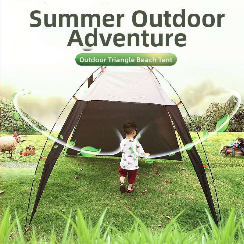 Плажна палатка, външна палатка със сенник, палатка за къмпинг и риболов, сгъваема, за защита от слънце, плажна палатка за презграничен плаж