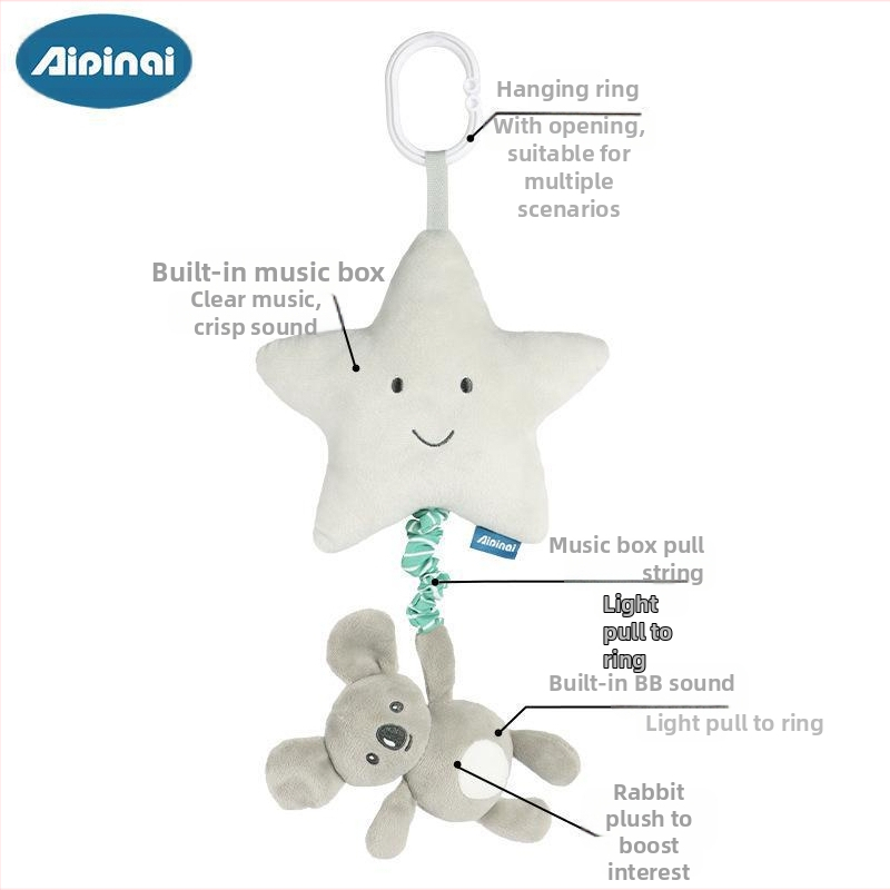 Nordic INS стил бебешка играчка камбанка с анимационно животно висулка за бебешка музикална кутия за кола висяща играчка 0-3 години