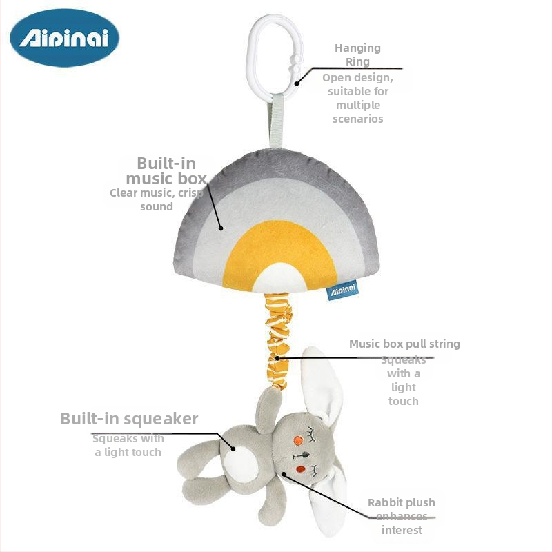 Nordic INS стил бебешка играчка камбанка с анимационно животно висулка за бебешка музикална кутия за кола висяща играчка 0-3 години