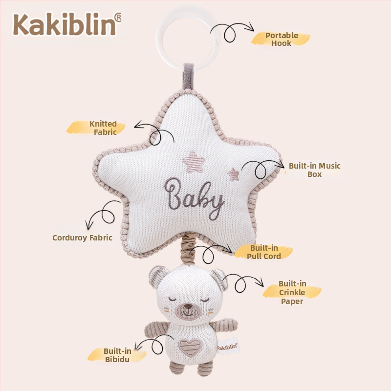 Coco Bei Le Нова вълнена плетена играчка Бебешка кола Висяща комфортна кукла Бебешко легло Музикално легло Висяща камбанка