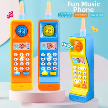 Mobilā tālruņa rotaļlietas simulācija bērniem ar analogu telefona skaņu un vieglo mūziku zēniem un meitenēm, izglītojošs gaismas rotaļu modelis