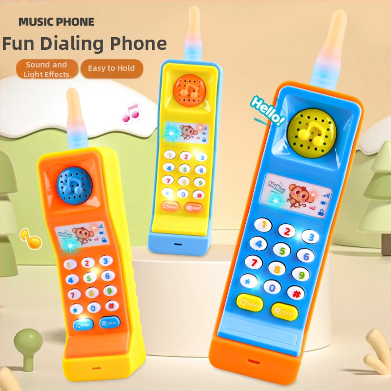 Симулация на играчка за мобилен телефон, детски аналогов телефонен звук и светлинна музика за момчета и момичета, образователен светещ модел играчка