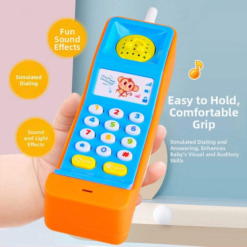 Симулация на играчка за мобилен телефон, детски аналогов телефонен звук и светлинна музика за момчета и момичета, образователен светещ модел играчка