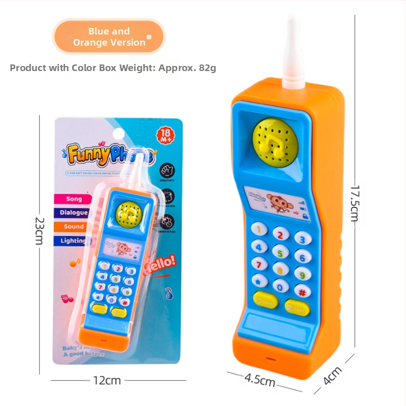 Mobilā tālruņa rotaļlietas simulācija bērniem ar analogu telefona skaņu un vieglo mūziku zēniem un meitenēm, izglītojošs gaismas rotaļu modelis