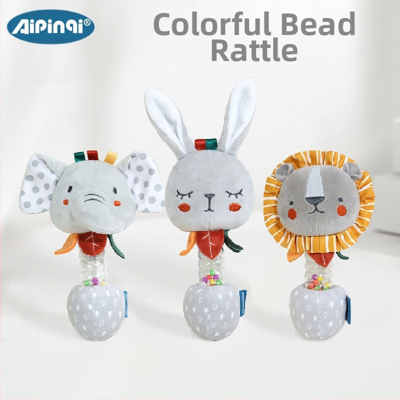 Aipinqi uus käega kõristi beebile rahustav plush-nukk värviliste helmestega voodikell beebimänguasjad 0-1-aastastele hulgimüük