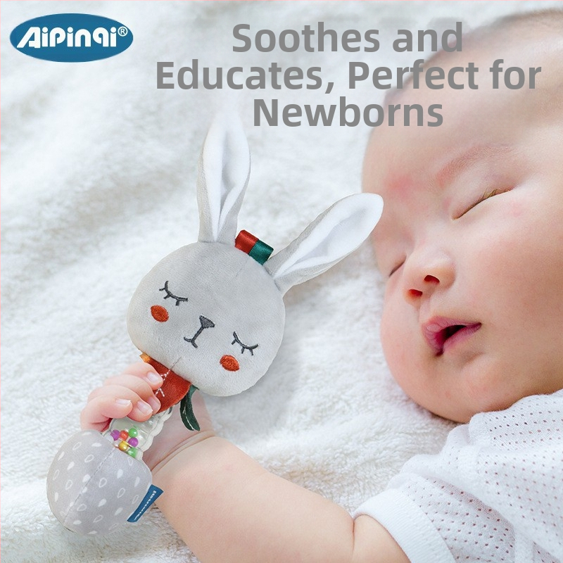 Aipinqi нова ръчна дрънкалка за бебе, успокояваща плюшена кукла, цветни мъниста, легло, камбанка, бебешки играчки 0-1 години на едро