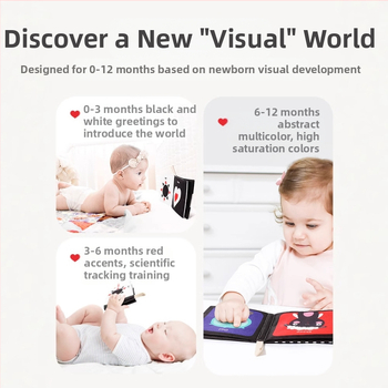 Kūdikio palmių audinio knyga naujagimiui, juodai balta kortelė, garso popierius, lytėjimo knyga, pažintinė gyvūnų ankstyvojo ugdymo knyga, plaunama ir kramtoma