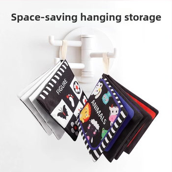 Kūdikio palmių audinio knyga naujagimiui, juodai balta kortelė, garso popierius, lytėjimo knyga, pažintinė gyvūnų ankstyvojo ugdymo knyga, plaunama ir kramtoma