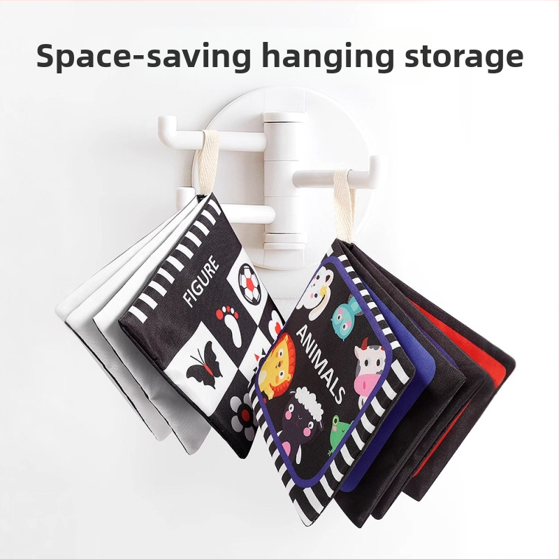 Бебешка книжка с длан, платнена, за новородено, черно-бяла карта, звукова хартия, тактилна книжка с когнитивни изображения на животни, книжка за ранно образование, която може да се пере и дъвче