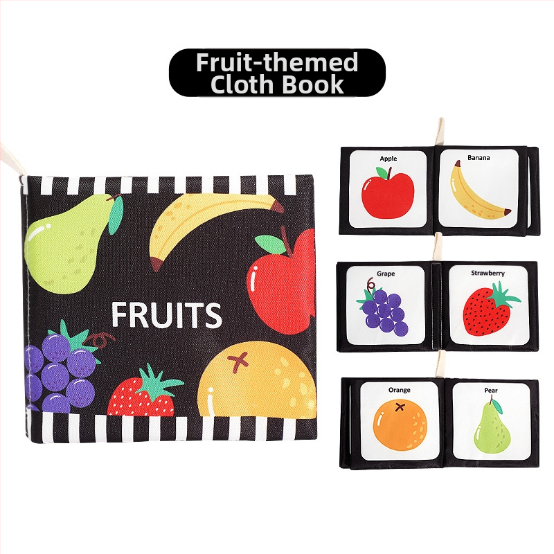 Kūdikio palmių audinio knyga naujagimiui, juodai balta kortelė, garso popierius, lytėjimo knyga, pažintinė gyvūnų ankstyvojo ugdymo knyga, plaunama ir kramtoma