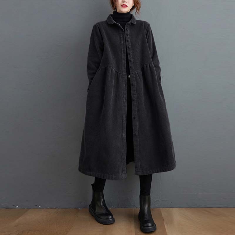 Tõeline pilt 2025. aasta talve uuest Korea stiilis lahtisest fliisvoodriga paksendatud velvetist pikkade varrukatega üherealisest trenšmantlist naistele