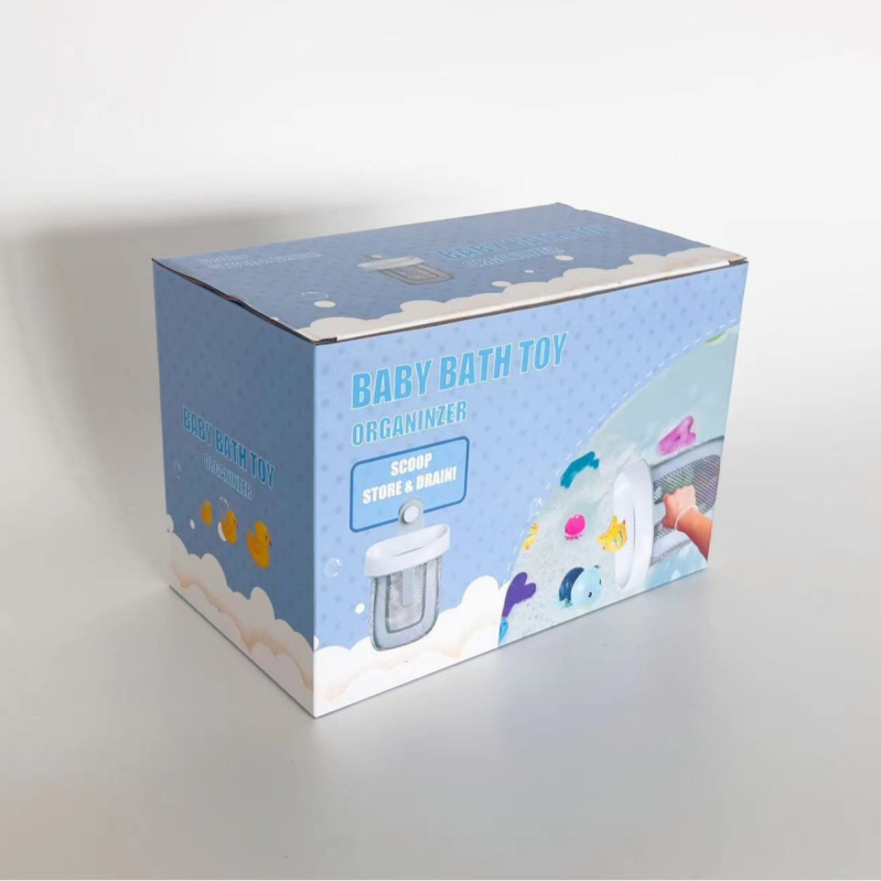 ABS-plastikust võrgust taskuga hoiuriiul rippuvale laste vannimänguasjade hoiuriiulile