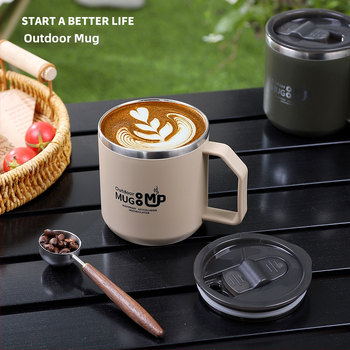 Κούπα 304 από ανοξείδωτο ατσάλι με καπάκι, αντι-πτώση, φοιτητική εστία, ποτήρι γάλακτος για άνδρες και γυναίκες, ποτήρι νερού για το σπίτι, φλιτζάνι καφέ για το γραφείο