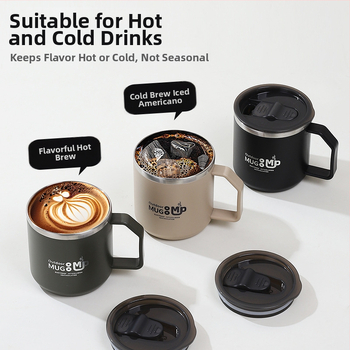 Κούπα 304 από ανοξείδωτο ατσάλι με καπάκι, αντι-πτώση, φοιτητική εστία, ποτήρι γάλακτος για άνδρες και γυναίκες, ποτήρι νερού για το σπίτι, φλιτζάνι καφέ για το γραφείο