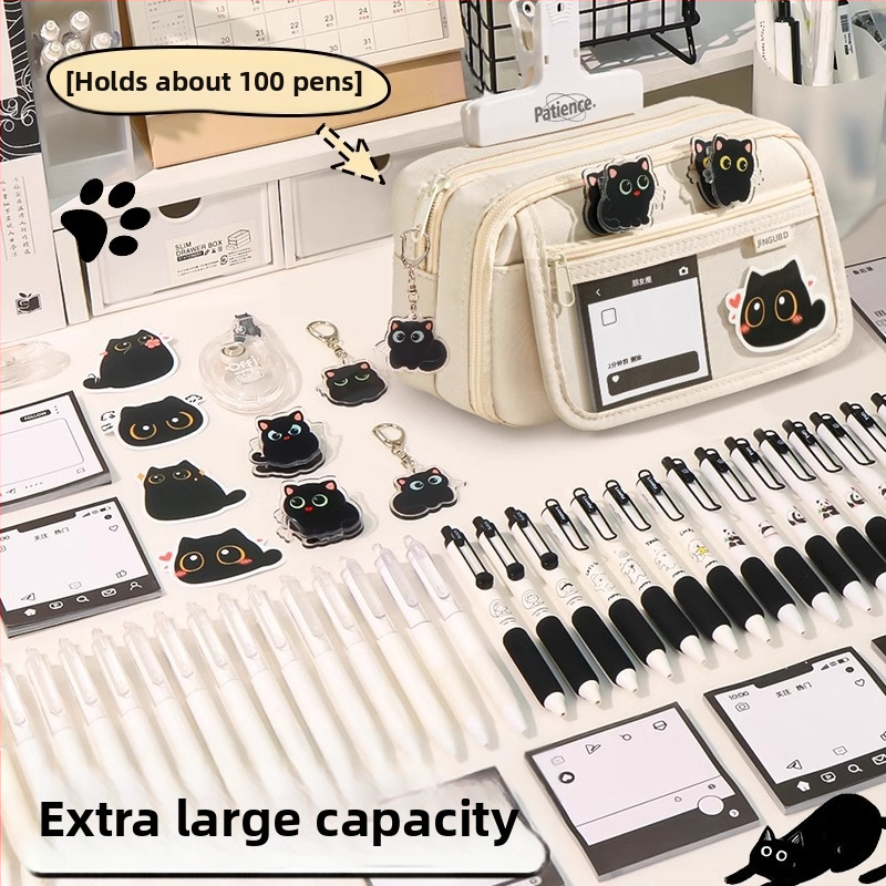 Deväťvrstvový veľkokapacitný kreatívny peračník s mačkou, študentský peračník, vysokohodnotný jednoduchý výklenok na písacie potreby, taška na papiernictvo