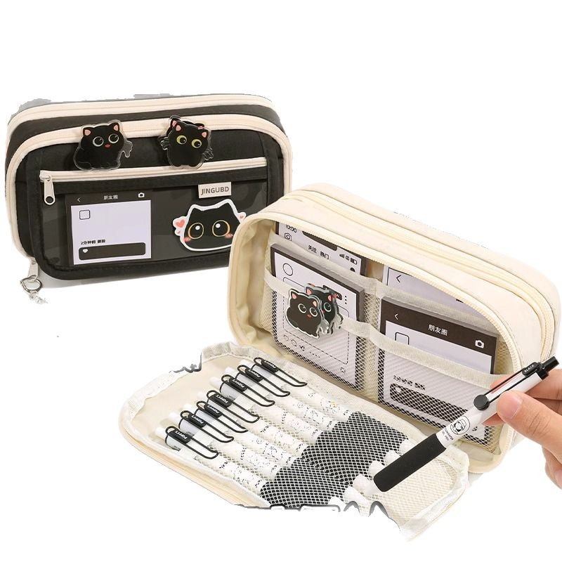 Üheksakihiline suure mahutavusega loominguline kassipliiats, õpilase pliiats, väärtuslik lihtne nišivalukott, kirjatarvete kott poisile