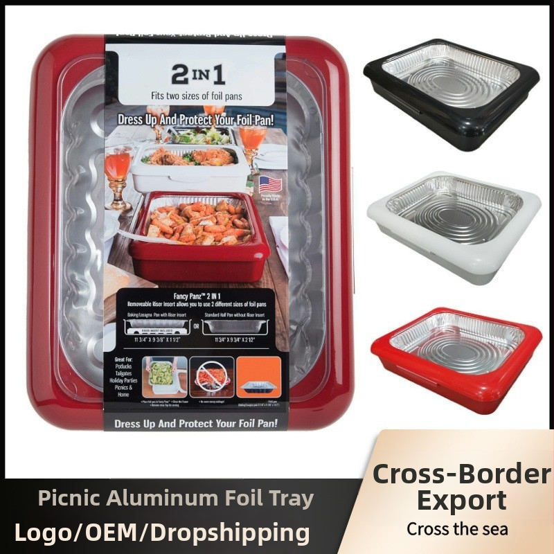 2-ühes fooliumist väljamõeldud panz plekk-paberist säilituskarp, piknikuplekk-paberist säilituskarp, plastalus