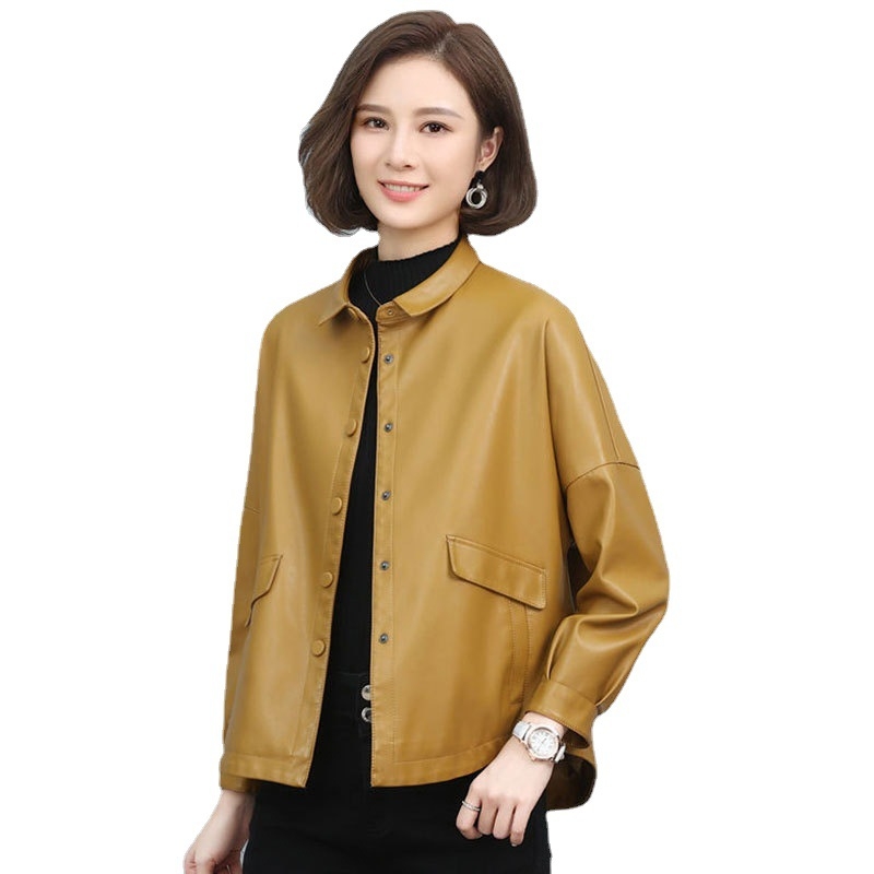 Haining nahkne naiste lühike jakk lahtine moodne Korea vabaaja suur suurus naiste nahktagi kevadeks ja sügiseks naisterõivad moodne emale