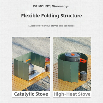 Telkimisvarustusega välistingimustes kasutatav kokkupandav tuule suunaja rauast kassettahju mitmekülgne tuulekindel kate kümme korda äge pliit tuulekindel laud hulgimüük