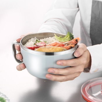 Nerūdijančio plieno korėjietiškų greito paruošimo makaronų dubenėlis, puodelis, nešiojamas dangtelis, studentų bendrabučio dubuo, buitinis sriubos dubuo, didelis dubuo, stalo įrankiai