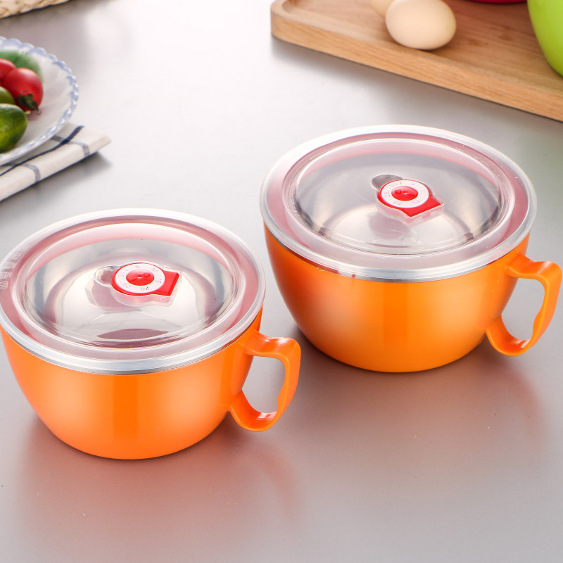 Nerūdijančio plieno korėjietiškų greito paruošimo makaronų dubenėlis, puodelis, nešiojamas dangtelis, studentų bendrabučio dubuo, buitinis sriubos dubuo, didelis dubuo, stalo įrankiai