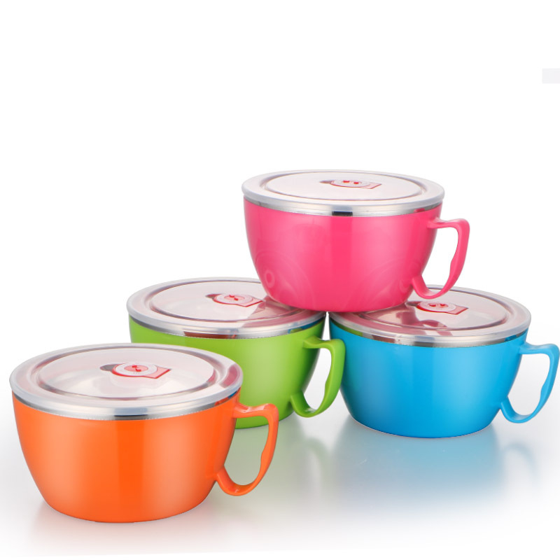 Nerūdijančio plieno korėjietiškų greito paruošimo makaronų dubenėlis, puodelis, nešiojamas dangtelis, studentų bendrabučio dubuo, buitinis sriubos dubuo, didelis dubuo, stalo įrankiai