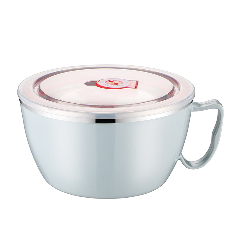 Nerūdijančio plieno korėjietiškų greito paruošimo makaronų dubenėlis, puodelis, nešiojamas dangtelis, studentų bendrabučio dubuo, buitinis sriubos dubuo, didelis dubuo, stalo įrankiai