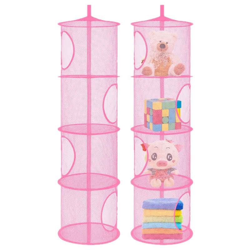 Piiriülene kokkupandav rippkorv hingav nelja sektsiooniga korv plush-mänguasjade hoiukorv riputatava puuri aluspesu kuivatuskorvi tootja