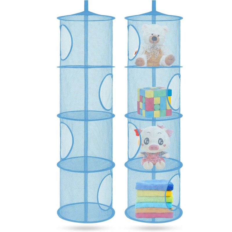 Piiriülene kokkupandav rippkorv hingav nelja sektsiooniga korv plush-mänguasjade hoiukorv riputatava puuri aluspesu kuivatuskorvi tootja