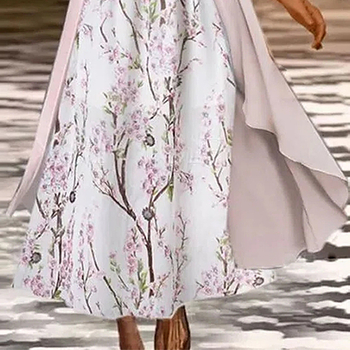 Φθινόπωρο και χειμώνας λευκό κομψό μακρύ σιφόν για μετακινήσεις, άλλες πηγές, φούστα μεσαίου μήκους, ζακέτα, φόρεμα μεσαίας μέσης