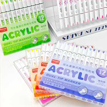 „Guangna Straight“ skystas akrilinis žymeklis, dvipusis, 132 spalvų, nepermatomas ir sudedamas, vaikams skirtas grafiti piešimo rašiklis