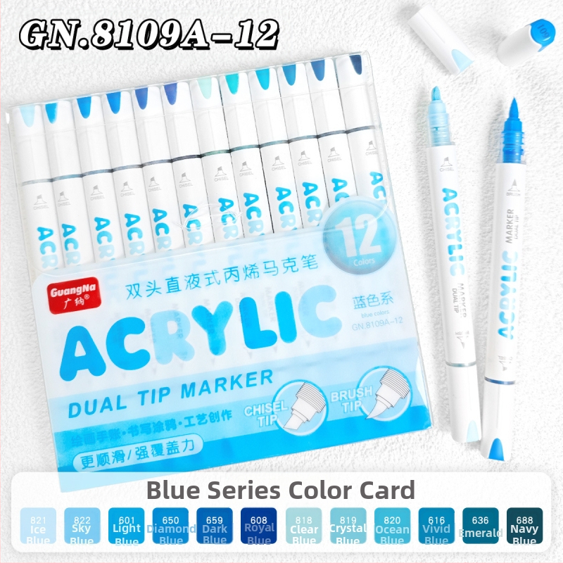 „Guangna Straight“ skystas akrilinis žymeklis, dvipusis, 132 spalvų, nepermatomas ir sudedamas, vaikams skirtas grafiti piešimo rašiklis