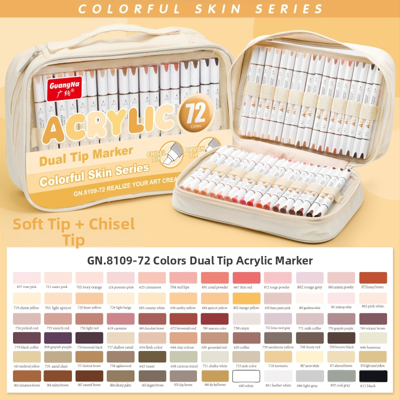 „Guangna Straight“ skystas akrilinis žymeklis, dvipusis, 132 spalvų, nepermatomas ir sudedamas, vaikams skirtas grafiti piešimo rašiklis