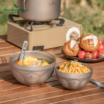 Biwei puhtast titaanist kahekihiline riisikauss, supikauss, salat, kaerahelbe-jogurtikauss, õues kasutamiseks, telkimiseks, koduseks kasutamiseks, ülikerge titaankauss