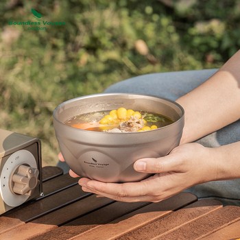 Biwei puhtast titaanist kahekihiline riisikauss, supikauss, salat, kaerahelbe-jogurtikauss, õues kasutamiseks, telkimiseks, koduseks kasutamiseks, ülikerge titaankauss