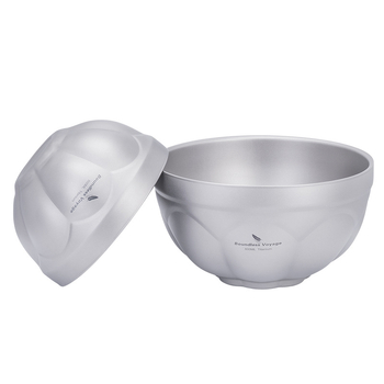 Biwei puhtast titaanist kahekihiline riisikauss, supikauss, salat, kaerahelbe-jogurtikauss, õues kasutamiseks, telkimiseks, koduseks kasutamiseks, ülikerge titaankauss