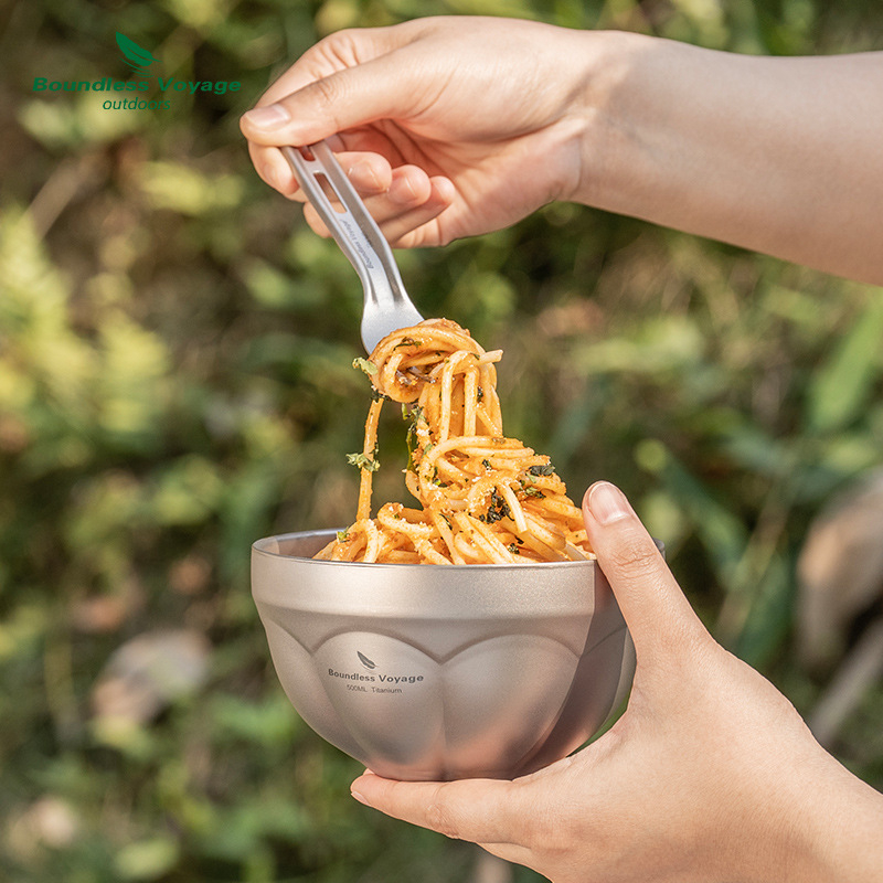 Biwei puhtast titaanist kahekihiline riisikauss, supikauss, salat, kaerahelbe-jogurtikauss, õues kasutamiseks, telkimiseks, koduseks kasutamiseks, ülikerge titaankauss