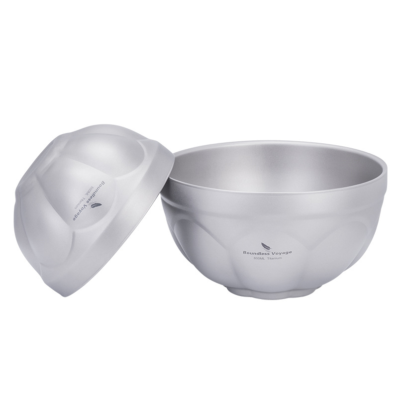 Biwei puhtast titaanist kahekihiline riisikauss, supikauss, salat, kaerahelbe-jogurtikauss, õues kasutamiseks, telkimiseks, koduseks kasutamiseks, ülikerge titaankauss