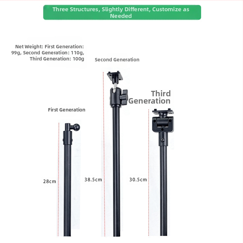 Търговия на едро на поставка за таблет, 12-инчова черна поставка за статив, прибираща се 1,6 м, мързелива поставка за мобилен телефон, доставка