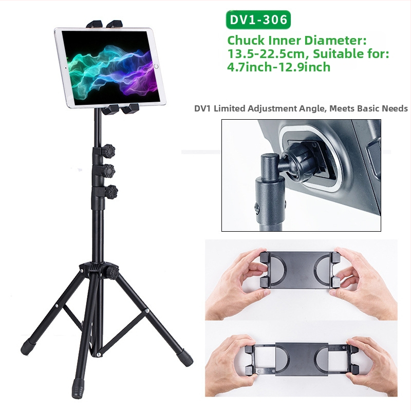 Hulgimüük tahvelarvuti alus põrandale 12-tolline must statiivialus sissetõmmatav 1,6 m laisk mobiiltelefoni alus kohaletoimetamiseks