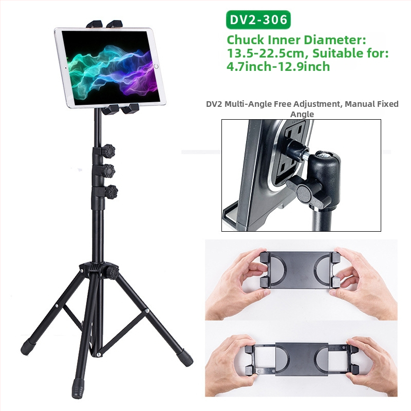 Hulgimüük tahvelarvuti alus põrandale 12-tolline must statiivialus sissetõmmatav 1,6 m laisk mobiiltelefoni alus kohaletoimetamiseks