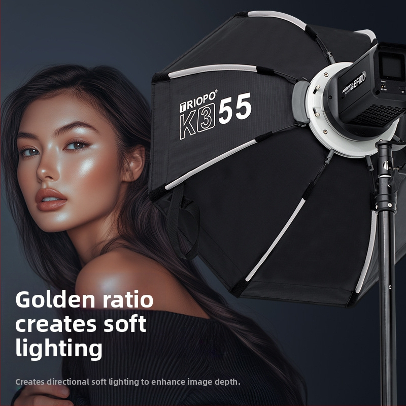 Triopo K3 külgmise tiivaga kaheksanurkne pehme kast, kiire paigaldus, kiirvabastusega baorongi suu, kaamerale kinnitatav välklamp, kaasaskantav pehme valguskate