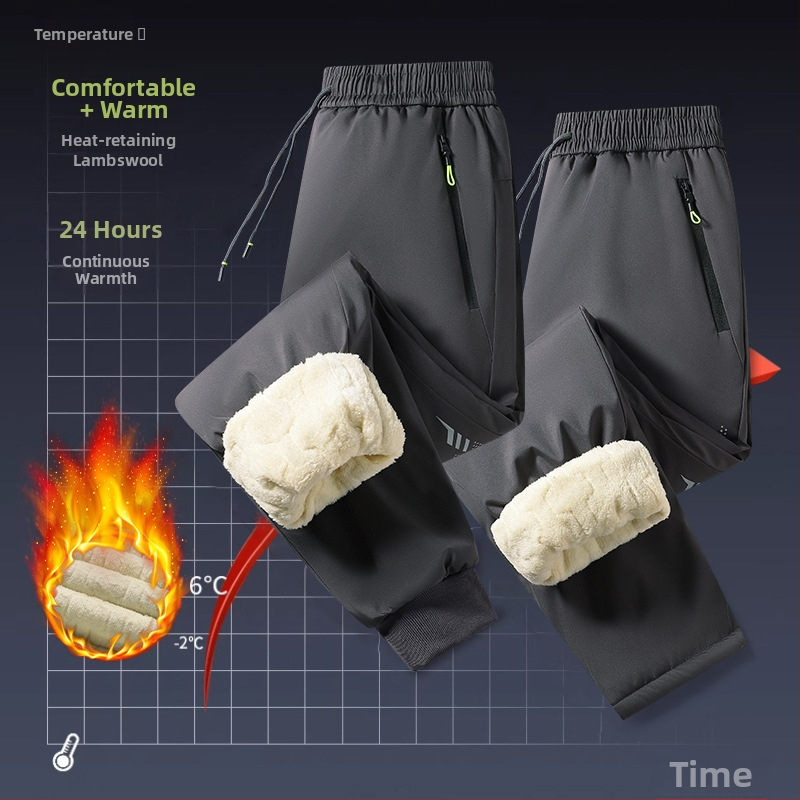 80-320 Североизток, студоустойчиви водоустойчиви памучни панталони, мъжки зимни, с подплата от полар, удебелени, супер дебели агнешки кадифени торове, големи размери, топли панталони