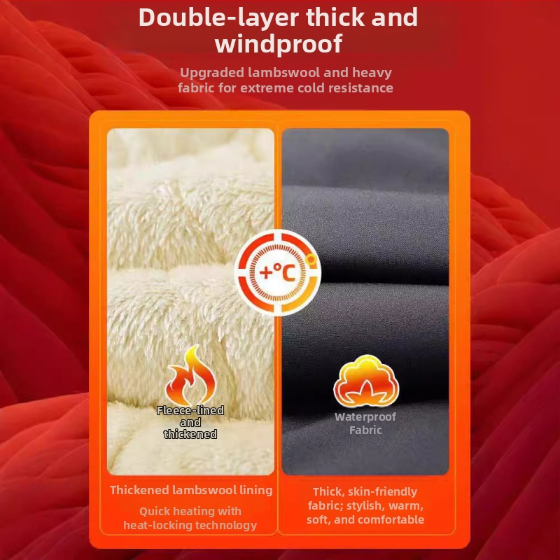 80-320 Североизток, студоустойчиви водоустойчиви памучни панталони, мъжки зимни, с подплата от полар, удебелени, супер дебели агнешки кадифени торове, големи размери, топли панталони