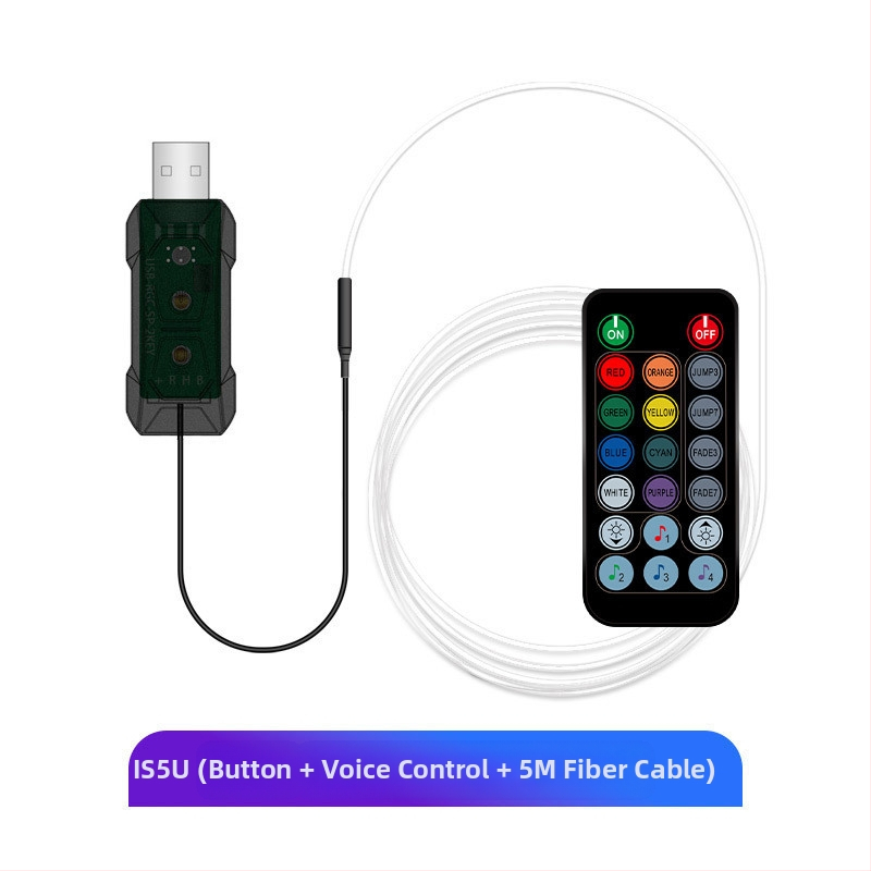 Pārrobežu jauns 64 krāsu automašīnas atmosfēras apgaismojums krāsains centrālās vadības lietotnes mūzikas ritma apgaismojums bez diegiem USB dekoratīvs apgaismojums