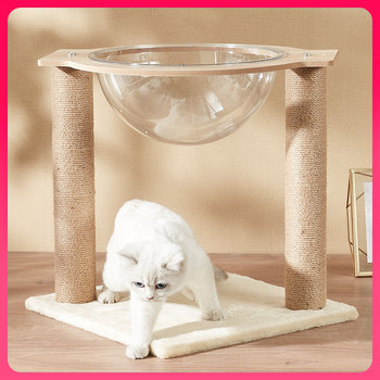 Μικρό ακρυλικό σπίτι με κάψουλα για γάτες, πλαίσιο αναρρίχησης για γάτες, στύλος ξυσίματος για γάτες, δέντρο για γάτες, σπίτι για γάτες, ενσωματωμένη σανίδα ξυσίματος για γάτες, κλουβί για γάτες