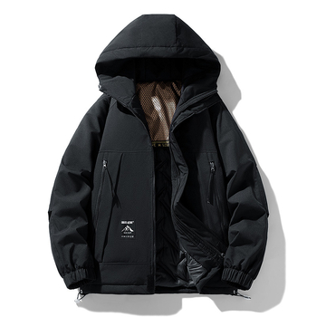 Meeste sügis- ja talvine mitme taskuga lahtise tööriistaga puuvillane jope kapuutsiga Hongkongi stiilis trendikas top, universaalsed ühevärvilised riided