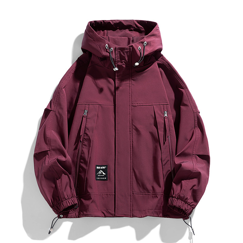 Meeste sügis- ja talvine mitme taskuga lahtise tööriistaga puuvillane jope kapuutsiga Hongkongi stiilis trendikas top, universaalsed ühevärvilised riided